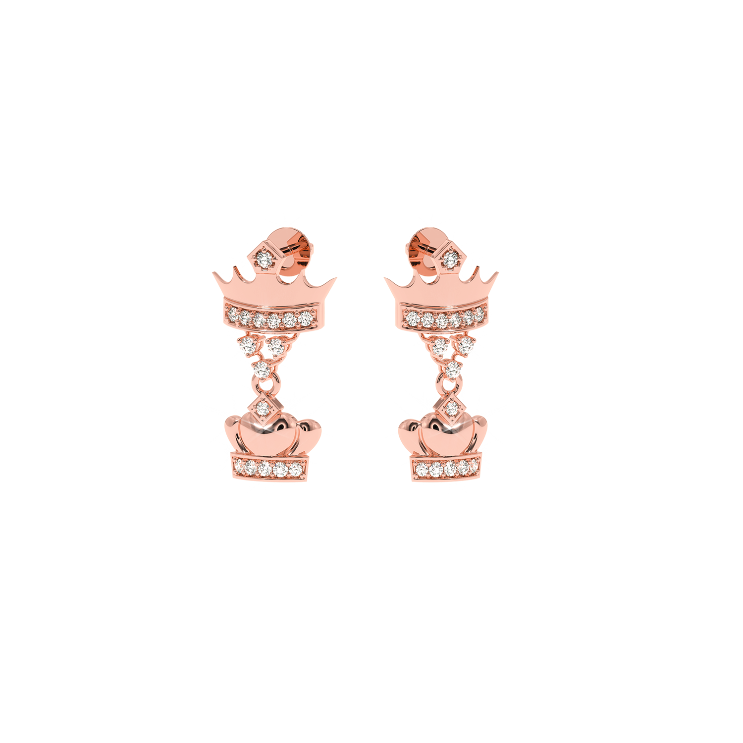 Luxury 0.18ct Lab Diamond Crown Heart Earrings